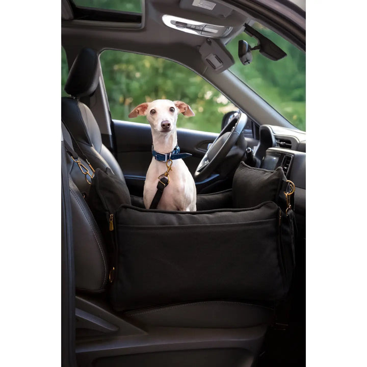 Dog Car Seat Carrier Orthopedic Crushed Foam, Charcoal, Canvas
