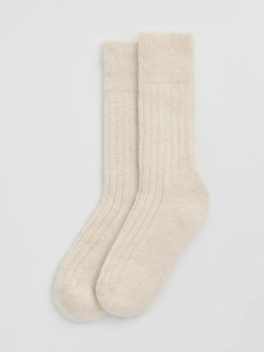 Clotted Cream Ultra Soft Alpaca Ribbed Bed Socks