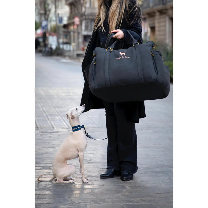 Dog Car Seat Carrier Orthopedic Crushed Foam, Charcoal, Canvas