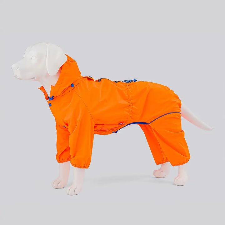 Reflective Hooded Dog Overalls - Neon Orange