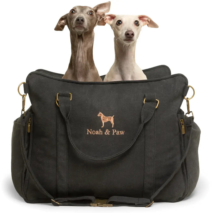 Dog Car Seat Carrier Orthopedic Crushed Foam, Charcoal, Canvas