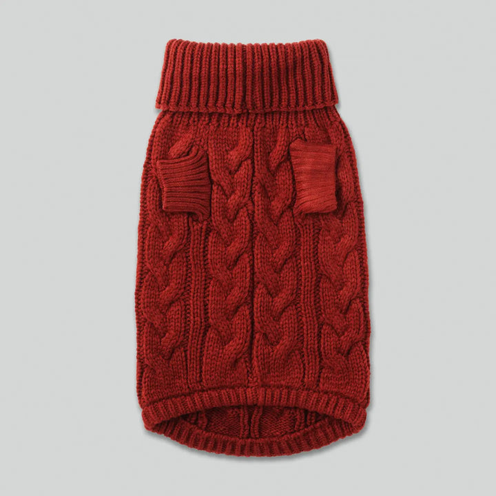 Hackett X Hugo Hudson Cable Knit Pullover Dog Jumper - Brick