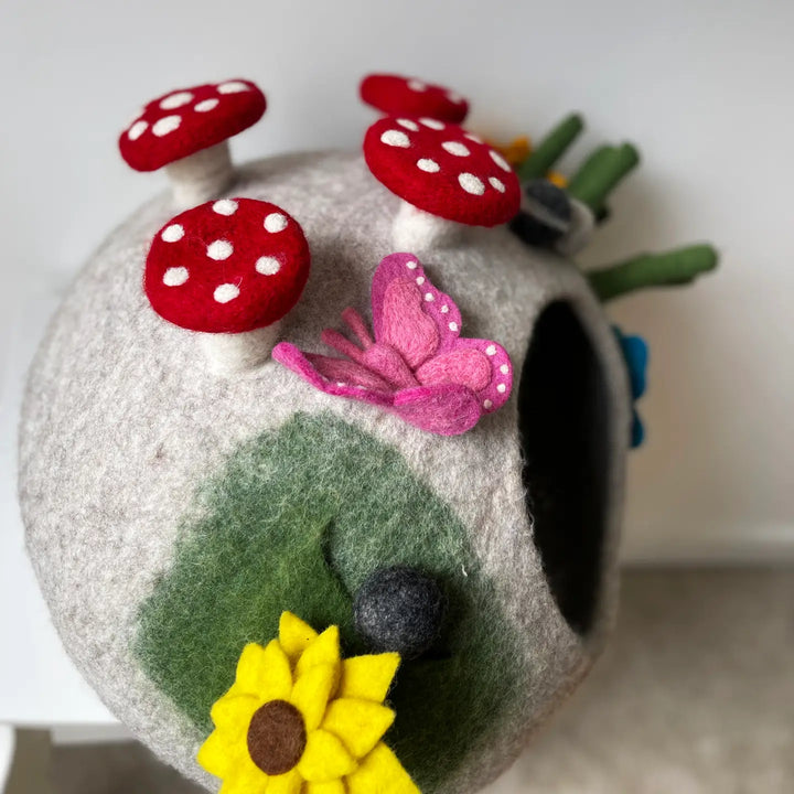 Cat Cave Home Garden, 100% Wool, Wet Felted, Handmade