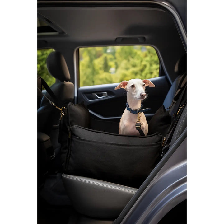 Dog Car Seat Carrier Orthopedic Crushed Foam, Black, Canvas