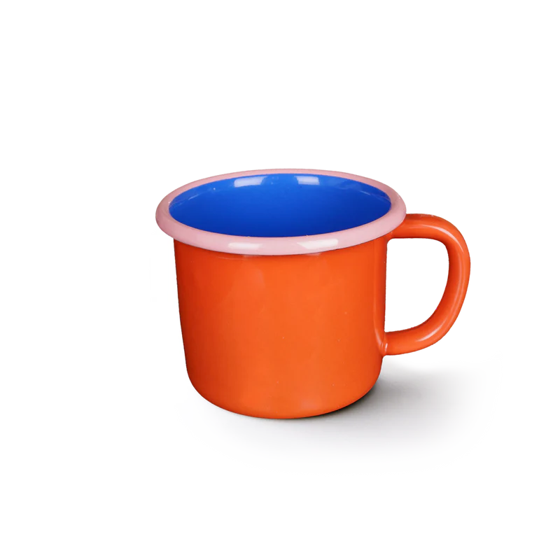 MUG - CORAL AND ELECTRIC BLUE WITH SOFT PINK RIM