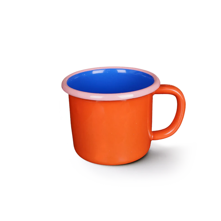 MUG - CORAL AND ELECTRIC BLUE WITH SOFT PINK RIM