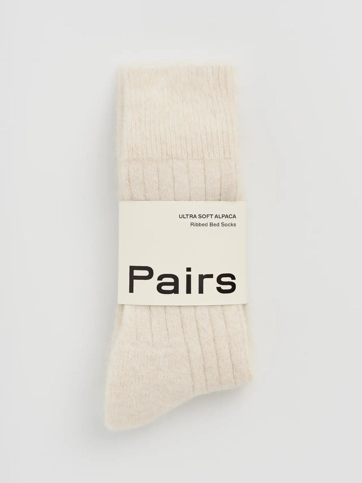 Clotted Cream Ultra Soft Alpaca Ribbed Bed Socks
