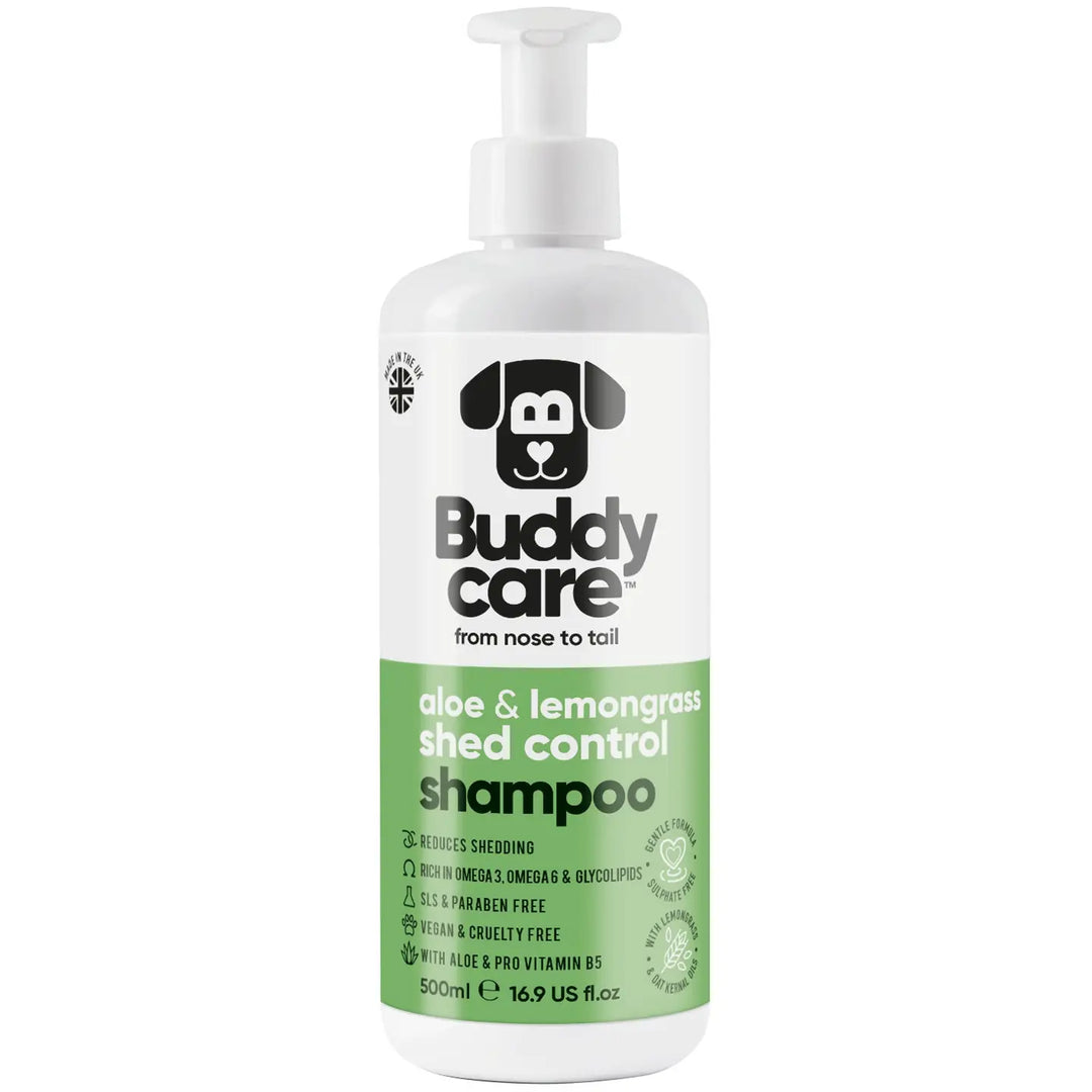 Buddycare Dog Shampoo - Shed Control Aloe & Lemongrass - 500ml / 16.9 Fl oz