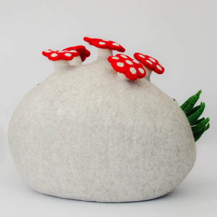 Cat Cave Bee Home, 100% Wool, Felted, Handmade, Grey