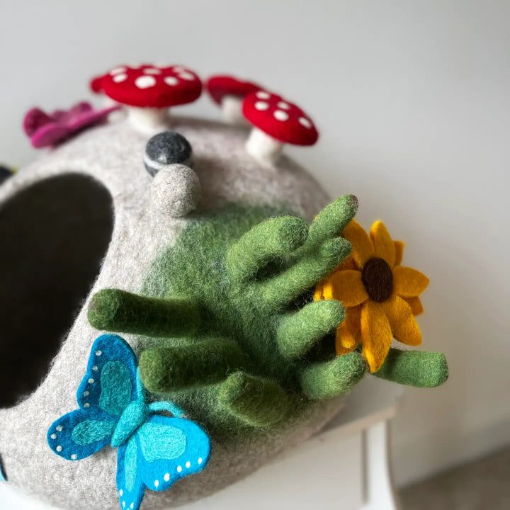 Cat Cave Home Garden, 100% Wool, Wet Felted, Handmade