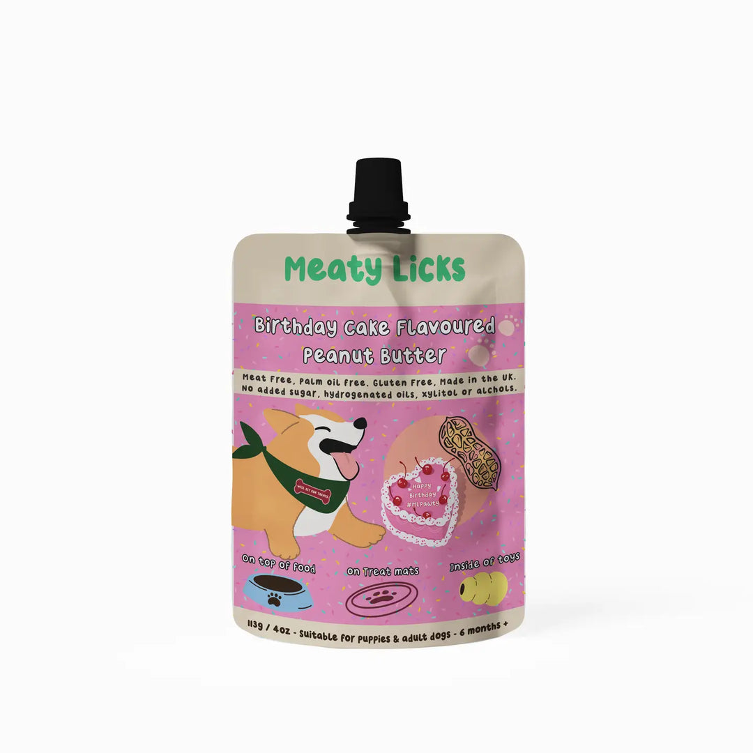 Birthday Cake Flavoured Peanut Butter Pouch For Dogs
