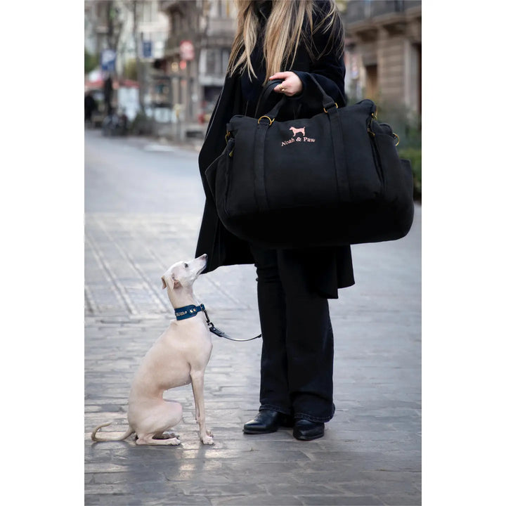 Dog Car Seat Carrier Orthopedic Crushed Foam, Black, Canvas