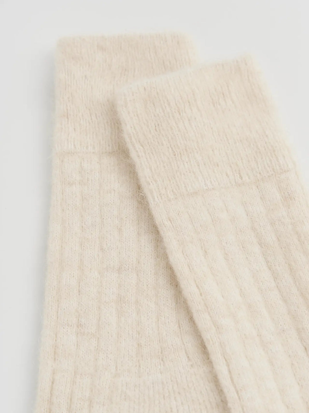 Clotted Cream Ultra Soft Alpaca Ribbed Bed Socks