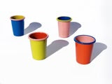 TUMBLER - SOFT PINK AND ELECTRIC BLUE WITH CHARTREUSE RIM