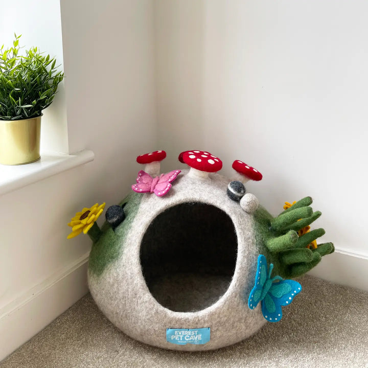 Cat Cave Home Garden, 100% Wool, Wet Felted, Handmade