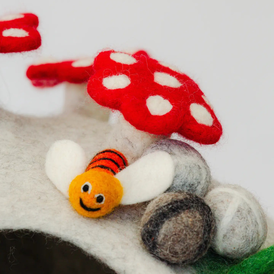 Cat Cave Bee Home, 100% Wool, Felted, Handmade, Grey