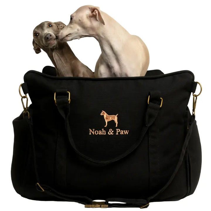 Dog Car Seat Carrier Orthopedic Crushed Foam, Black, Canvas