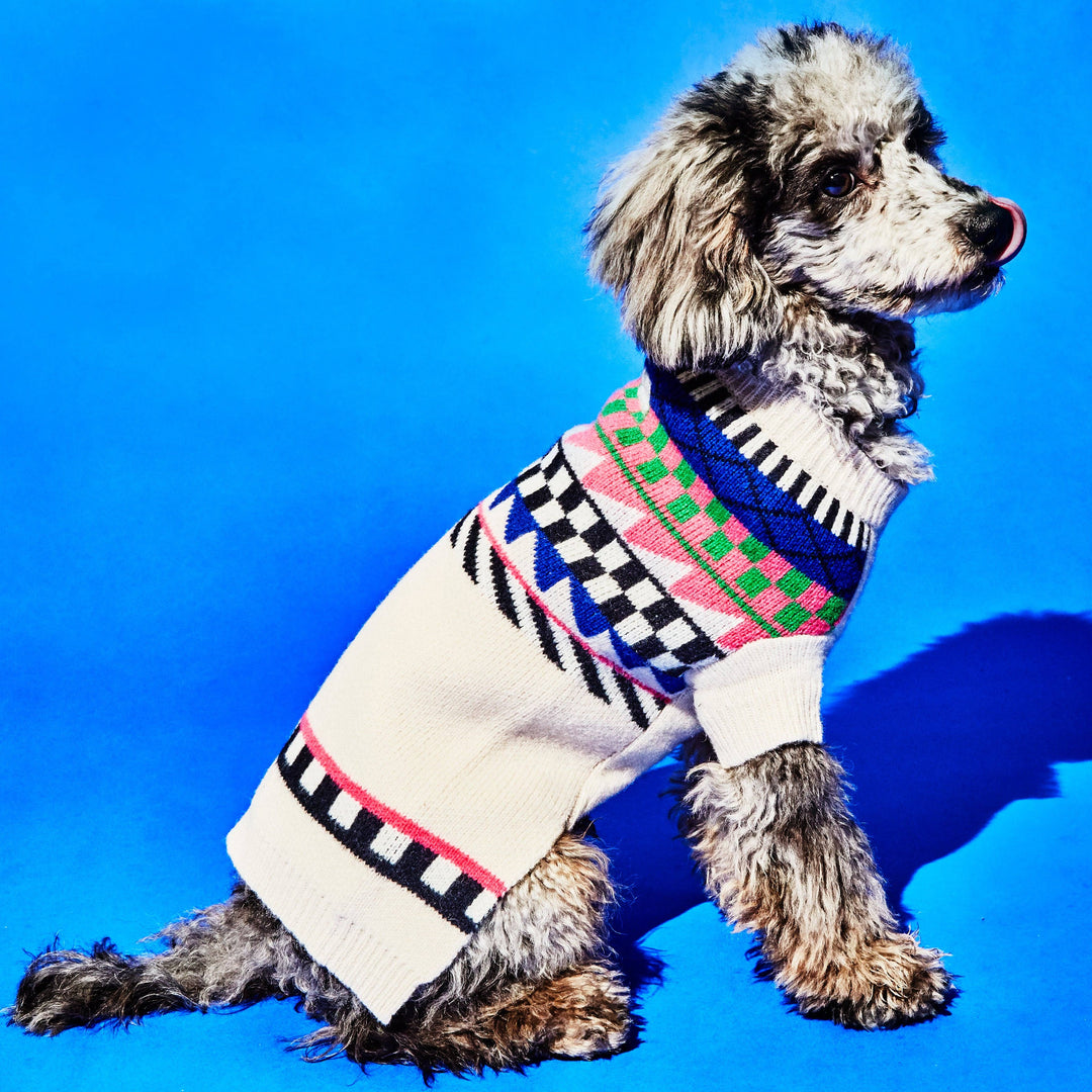 Ware of the Dog - Fairisle Pattern Sweater: Ivory/Multi